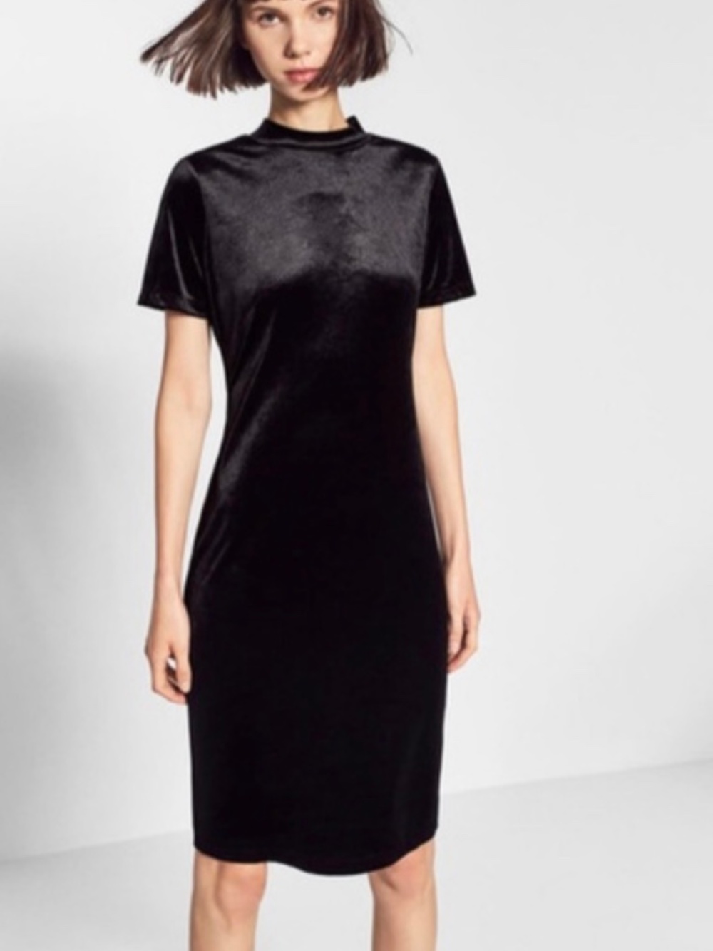 Zara Trafaluc Collection Shiny Black Velvet Dress Women’s Size Medium